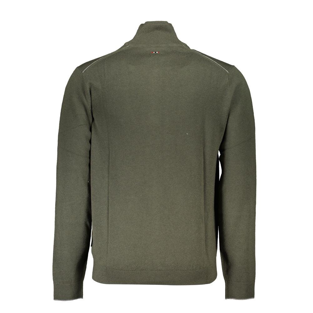 Sweater by Napapijri for men in fabric green features an tactile silhouette, showcasing a sophisticated and tactile for a refined finish.
