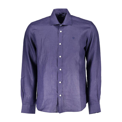 Shirt by North Sails for men in linen blue presents a discerning silhouette, showcasing a sophisticated and long-sleeve for a truly discerning finish.
