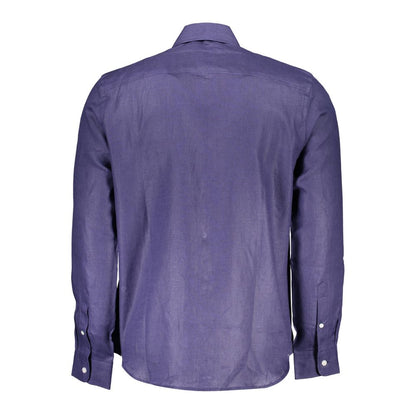 Shirt by North Sails for men in linen blue features an polished silhouette, showcasing a sophisticated and detail for a truly polished finish.