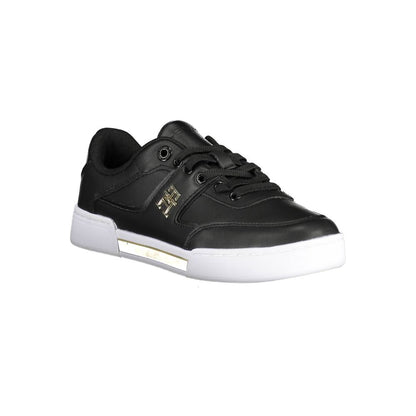 Sneakers by Tommy Hilfiger for women in polyester polyethylene leather black features an sumptuous silhouette, showcasing the premium Women's Athletic Polyester Polyethylene Leather Sneakers in a sumptuous athletic style that offers a sumptuous finish for refined style.