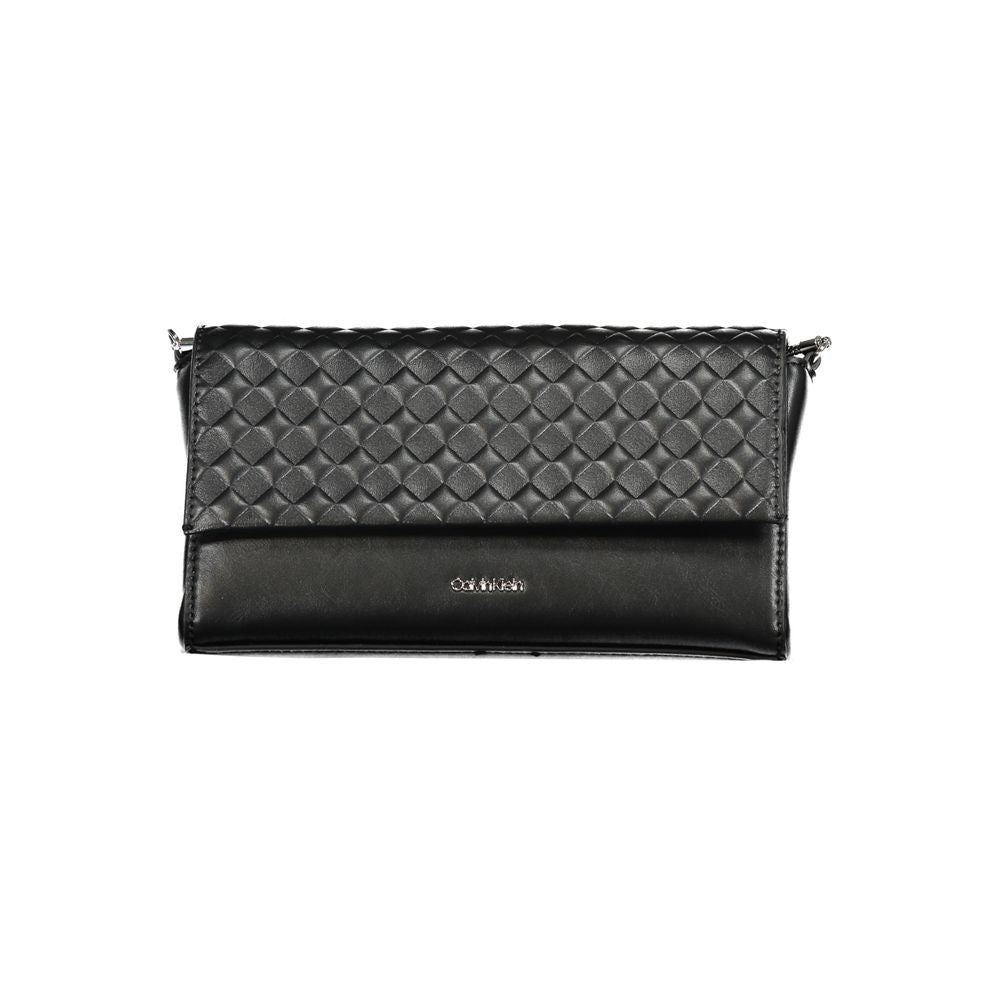 Quilted Crossbody Flap Convertible Handbag by Calvin Klein for women in polyester faux leather black features a refined silhouette, showcasing a secure flap & magnetic and refined cardholder with versatile crossbody-strap for a refined finish.