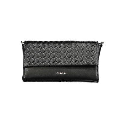 Quilted Crossbody Flap Convertible Handbag by Calvin Klein for women in polyester faux leather black features a refined silhouette, showcasing a secure flap & magnetic and refined cardholder with versatile crossbody-strap for a refined finish.