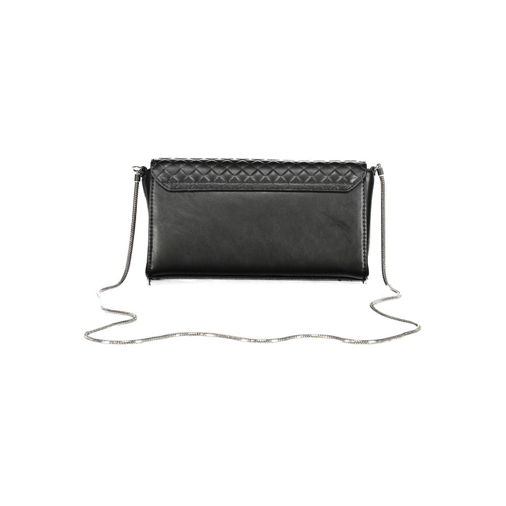 Quilted Crossbody Flap Convertible Handbag by Calvin Klein for women in polyester faux leather black features an exquisite silhouette, showcasing a secure flap & magnetic, ample cardholder, and versatile crossbody-strap for exquisite style.