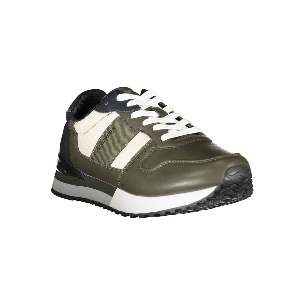 Sneakers by Carrera for men in polyester & polyurethane beige & green features an opulent silhouette from the Men's Athletic Polyester & Polyurethane Sneakers collection, showcasing a signature athletic style with an opulent finish.