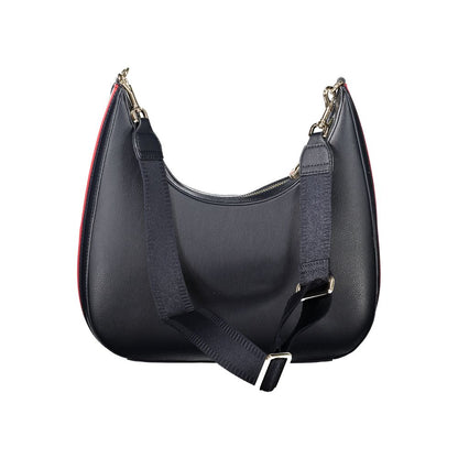Shoulder Handbag by Tommy Hilfiger for women in polyester & polyurethane blue features an refined silhouette, showcasing a secure zipper, ample internal-pockets, and versatile shoulder-strap, adjustable-strap & handle for a sophisticated refined aesthetic.