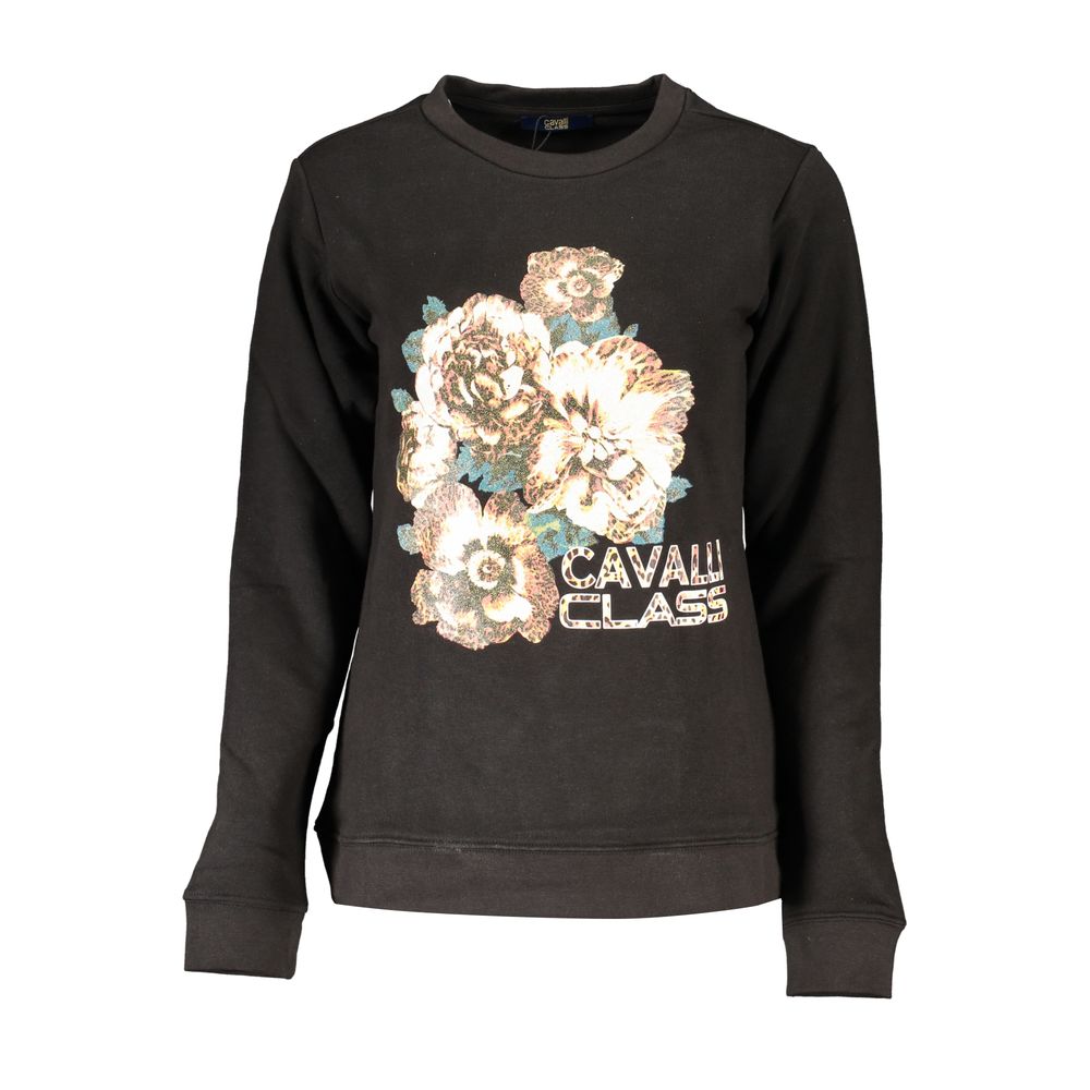 Sweatshirt by Cavalli Class for women in cotton polyester black, signature & print features an provocated silhouette, detailed with a provocated and a refined for a sophisticated aesthetic.