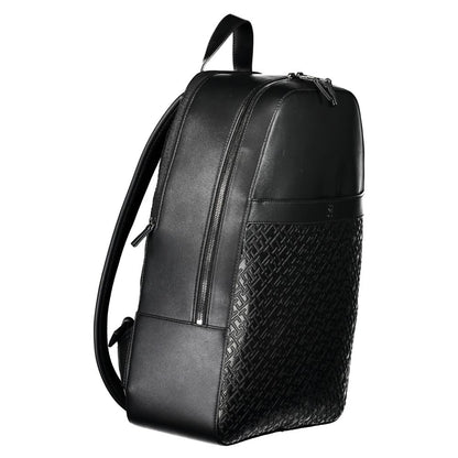 Travel Backpack by Tommy Hilfiger for men in polyethylene black showcases an architectural Urban Traveler Polyethylene Travel Backpack design, featuring a secure zipper, ample external-pockets, internal-pockets & laptop-compartment, and architectural handle, backpack-strap & adjustable-strap for a sophisticated look.