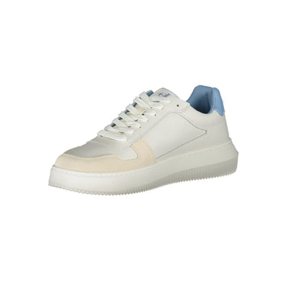 Sneakers by Calvin Klein for men in faux leather & carbon white & print features a sumptuous design, perfectly showcasing the sumptuous fashion style of this Men's Fashion Faux Leather & Carbon Sneakers.