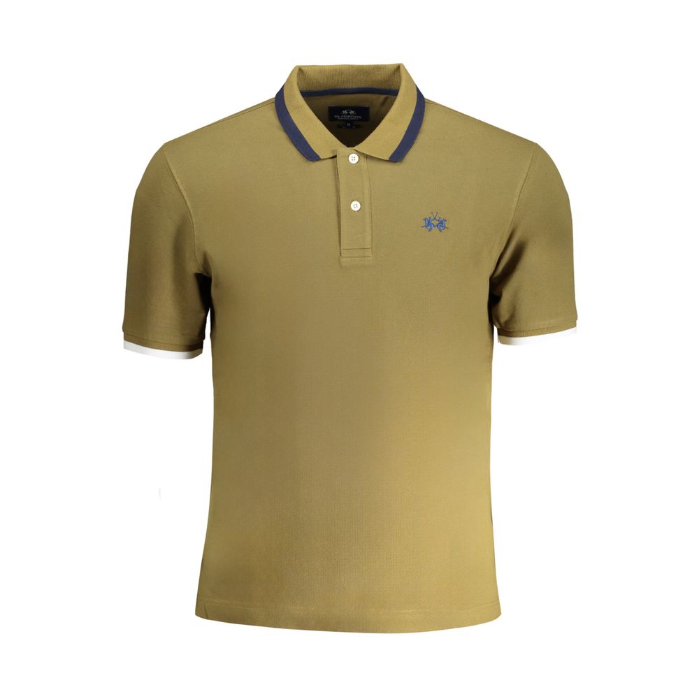 Polo Shirt by La Martina for men in cotton green & signature showcases a sharp silhouette, detailed with a refined and sharp for a sophisticated finish.