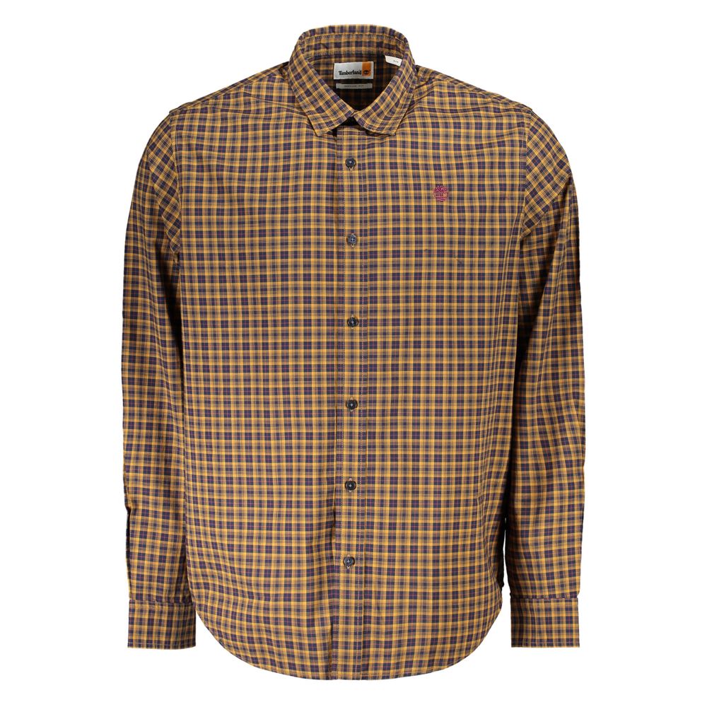 Shirt by Timberland for men in cotton yellow & tartan, featuring a nuanced long-sleeve and nuanced for a sophisticated finish.