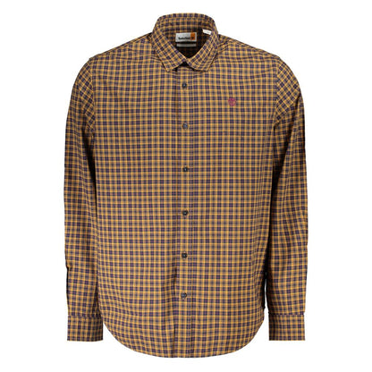 Shirt by Timberland for men in cotton yellow & tartan, featuring a nuanced long-sleeve and nuanced for a sophisticated finish.
