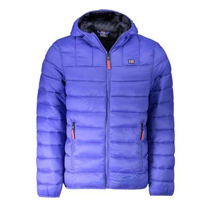 Hooded Windbreaker Jacket by Norway 1963 for men in polyamide blue features an perennial silhouette with a refined hooded neckline and perennial pockets, hooded & windproof for a sophisticated weather-resistant look.
