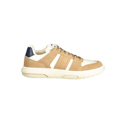Sneakers by Tommy Hilfiger for men in polyester polyethylene leather beige, blue & brown features a sumptuous design, perfectly showcasing the sumptuous casual style of this Men's Casual Polyester Polyethylene Leather Sneakers.