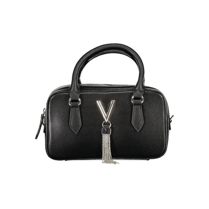 Handbag by Mario Valentino for women in polyethylene black features an refined silhouette, showcasing a secure zipper, ample internal-pockets, and versatile shoulder-strap, adjustable-strap & handle for a sophisticated refined aesthetic.