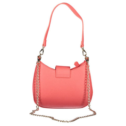Handbag by Mario Valentino for women in polyethylene pink & signature features a ornamental silhouette, showcasing a secure zipper, ample internal-pockets, and ornamental shoulder-strap, detachable-strap & handle for a sophisticated look.