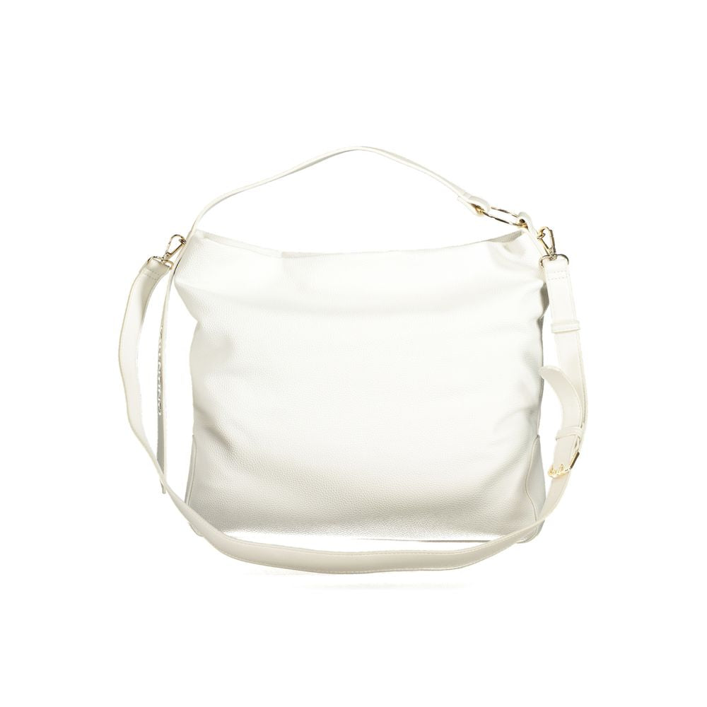 Handbag by Mario Valentino for women in polyurethane white features a refined silhouette, showcasing a secure zipper, organized , and versatile shoulder-strap, handle & adjustable-strap for a refined finish.