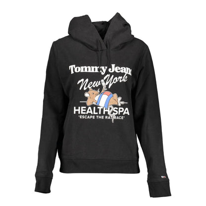 Hooded Sweatshirt Hoodie by Tommy Hilfiger for women in cotton black features a edgy silhouette, detailed with a edgy hooded neckline and long-sleeve for a refined finish.