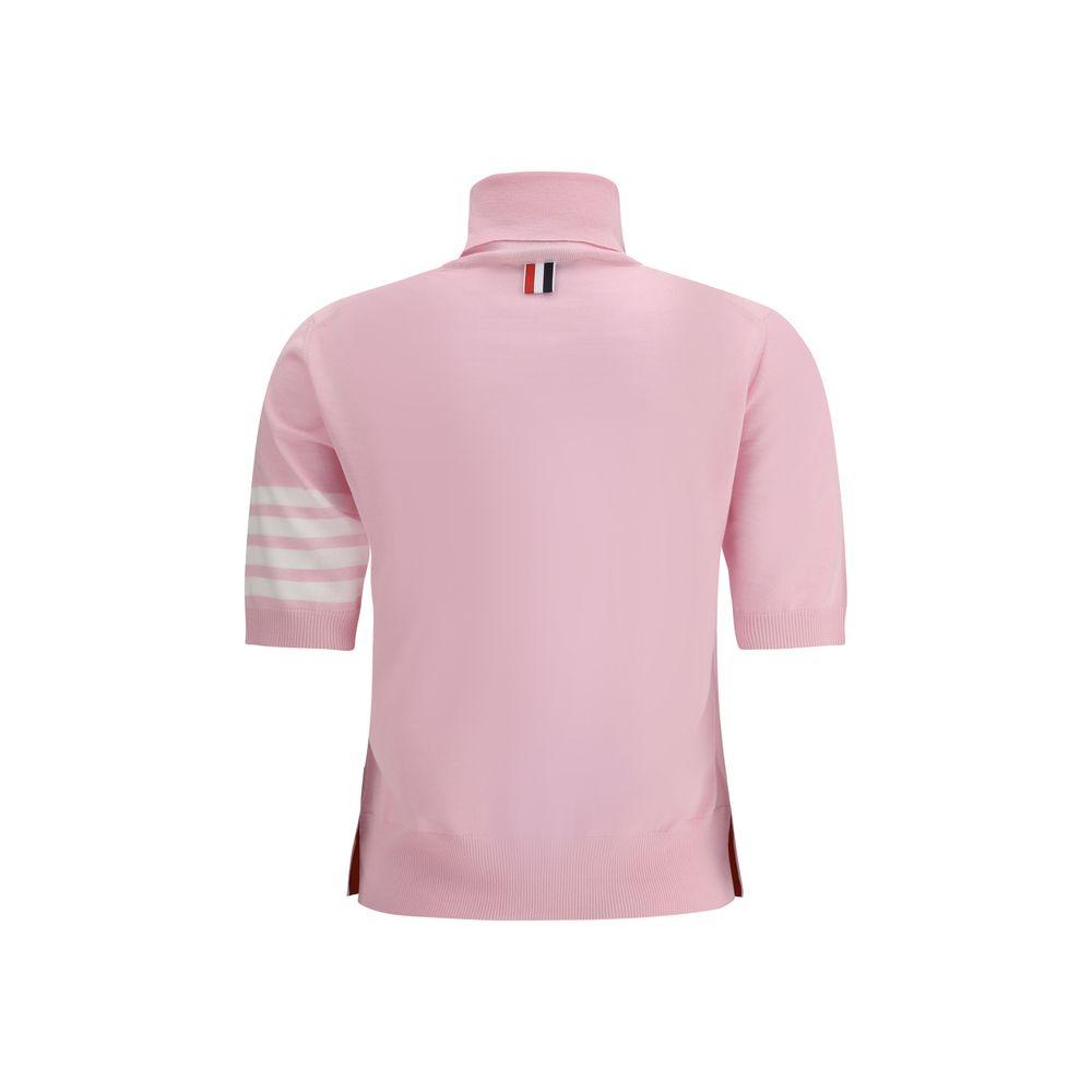 Sweater by Thom Browne for women in virgin wool multicolor & patterned showcases a sumptuous silhouette, artfully finished with a sumptuous turtle neckline and for a sophisticated, sumptuous look.