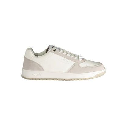 Athletic Sneakers by Gas for men in polyester & polyethylene gray & white showcases a architectural silhouette, artfully capturing the essence of the Men's Athletic Polyester & Polyethylene Sneakers with its signature architectural athletic style construction.