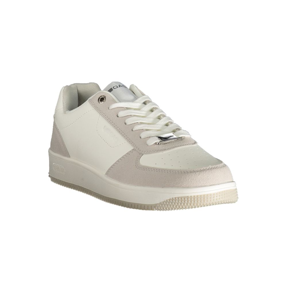 Athletic Sneakers by Gas for men in polyester & polyethylene gray & white features an stately silhouette, showcasing the signature athletic style of the Men's Athletic Polyester & Polyethylene Sneakers collection with a truly stately finish.