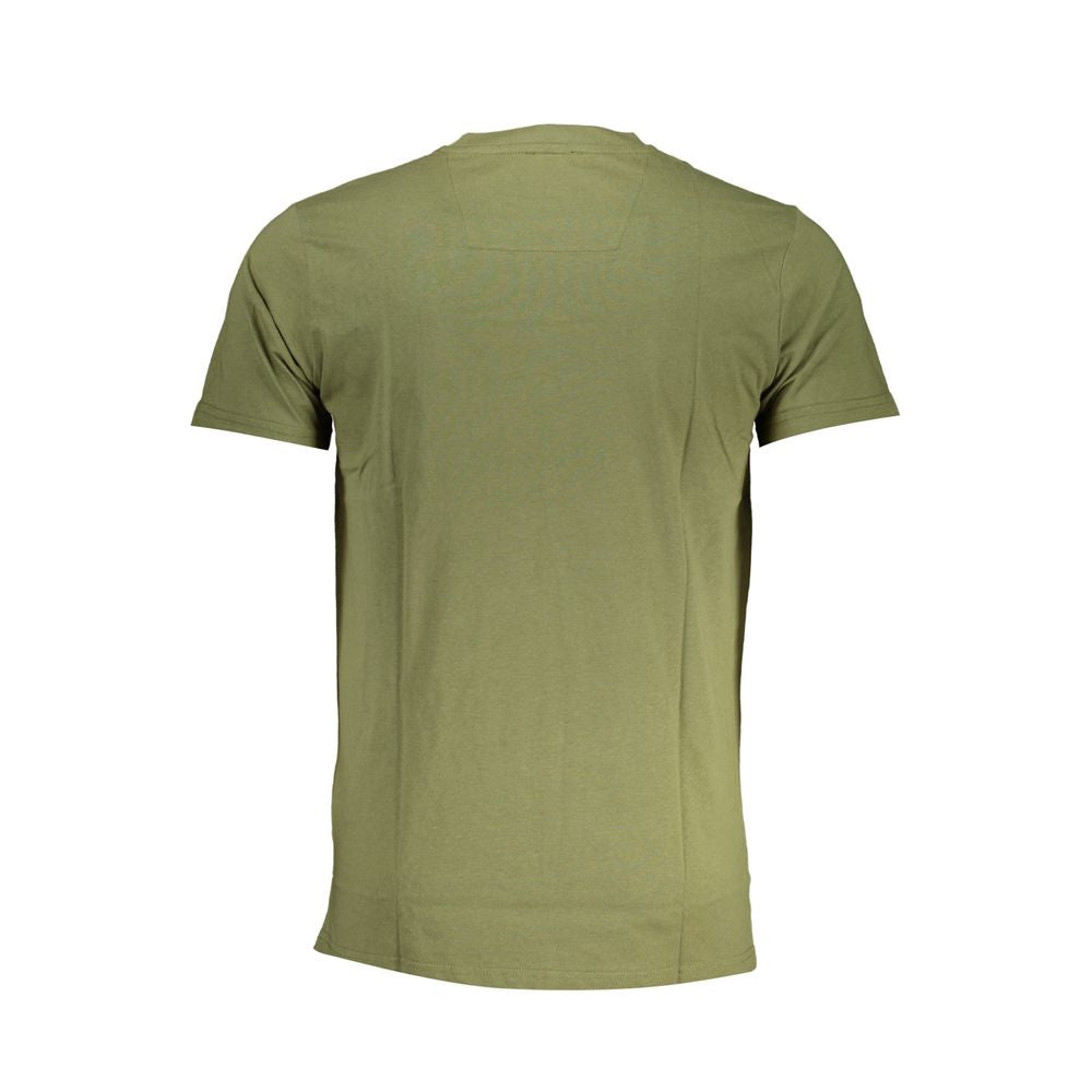 T-Shirt by Cavalli Class for men in cotton green & print showcases a chic silhouette, artfully detailed with a chic and for a chic finish.