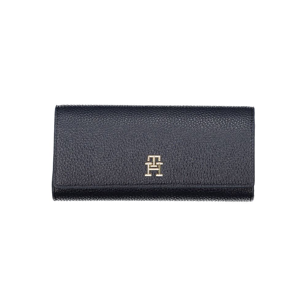 Cardholder Wallet by Tommy Hilfiger for women in polyethylene faux leather blue presents a streamlined silhouette, showcasing the sophisticated design of the Polyethylene Faux Leather Cardholder Wallet collection with functional card-organization compact-design coin-purse.