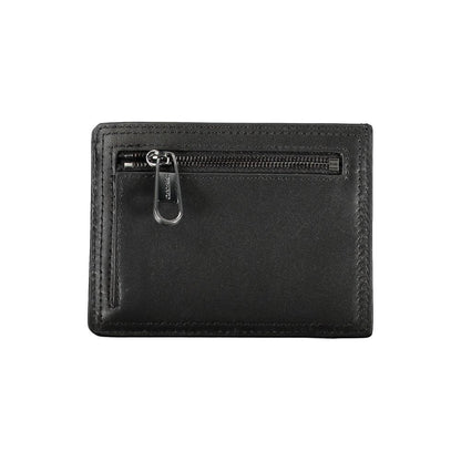 Cardholder Wallet by Calvin Klein for men in leather & plastic black presents a streamlined silhouette, showcasing the sophisticated design of the Leather & Plastic Cardholder Wallet collection with functional card-organization compact-design coin-purse.