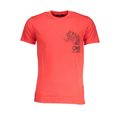 T-Shirt by Cavalli Class for men in cotton red, signature-print & print features an edgy silhouette, meticulously detailed with a sophisticated and crew neckline for a truly edgy finish.