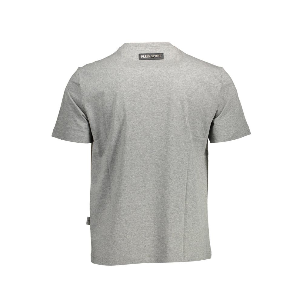 T-Shirt by Plein Sport for men in cotton brown & gray showcases a fashionable silhouette, elegantly detailed with a fashionable and for a sophisticated, high-fashion look.
