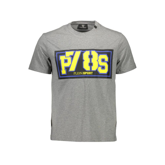 T-Shirt by Plein Sport for men in cotton brown, gray & print showcases a fashionable silhouette, elegantly detailed with a fashionable short-sleeve and for a sophisticated, high-fashion look.