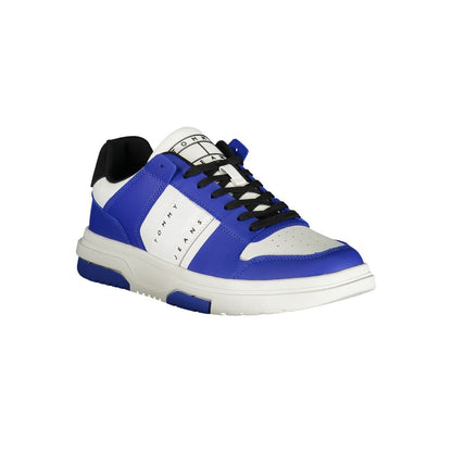 Sneakers by Tommy Hilfiger for men in polyester polyethylene leather blue features a sumptuous design, perfectly showcasing the sumptuous athletic style of this Men's Athletic Polyester Polyethylene Leather Sneakers.