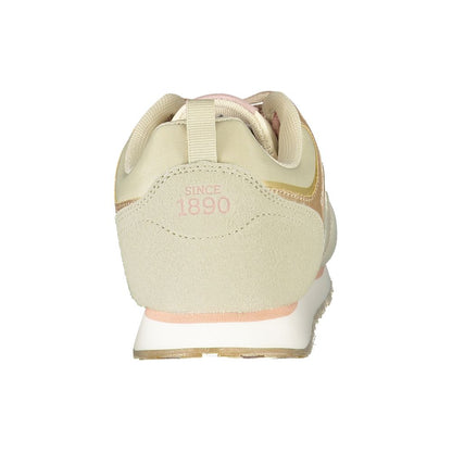 Sneakers by U.S. POLO ASSN. for women in polyester beige features an sumptuous design from the Women's Casual Polyester Sneakers collection, highlighting a sumptuous casual style for a premium, high-fashion look.