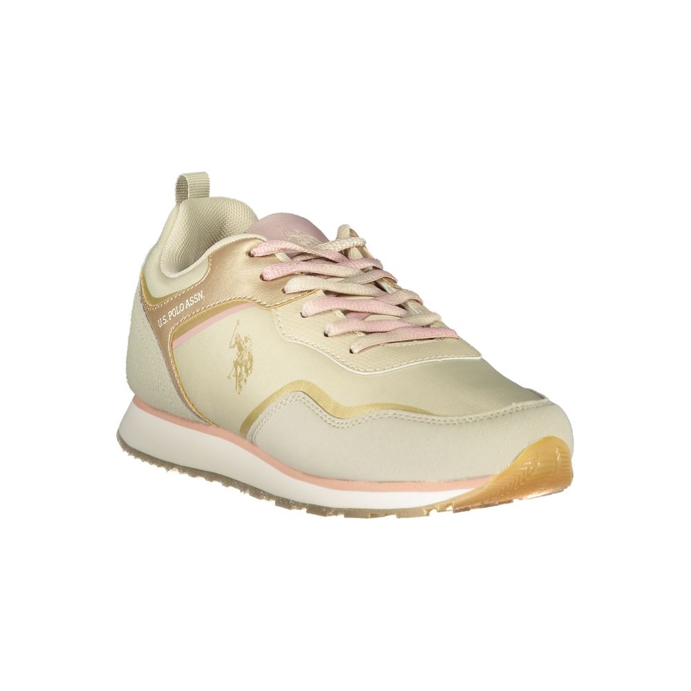 Sneakers by U.S. POLO ASSN. for women in polyester beige features an sumptuous silhouette, showcasing the premium Women's Casual Polyester Sneakers in a sumptuous casual style that offers a sumptuous finish for refined style.