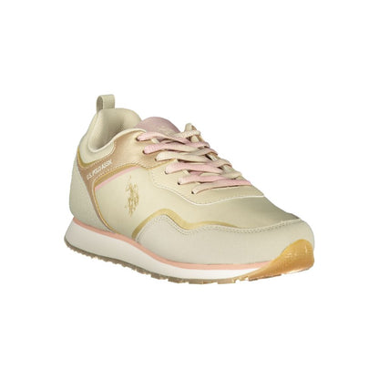 Sneakers by U.S. POLO ASSN. for women in polyester beige features an sumptuous silhouette, showcasing the premium Women's Casual Polyester Sneakers in a sumptuous casual style that offers a sumptuous finish for refined style.