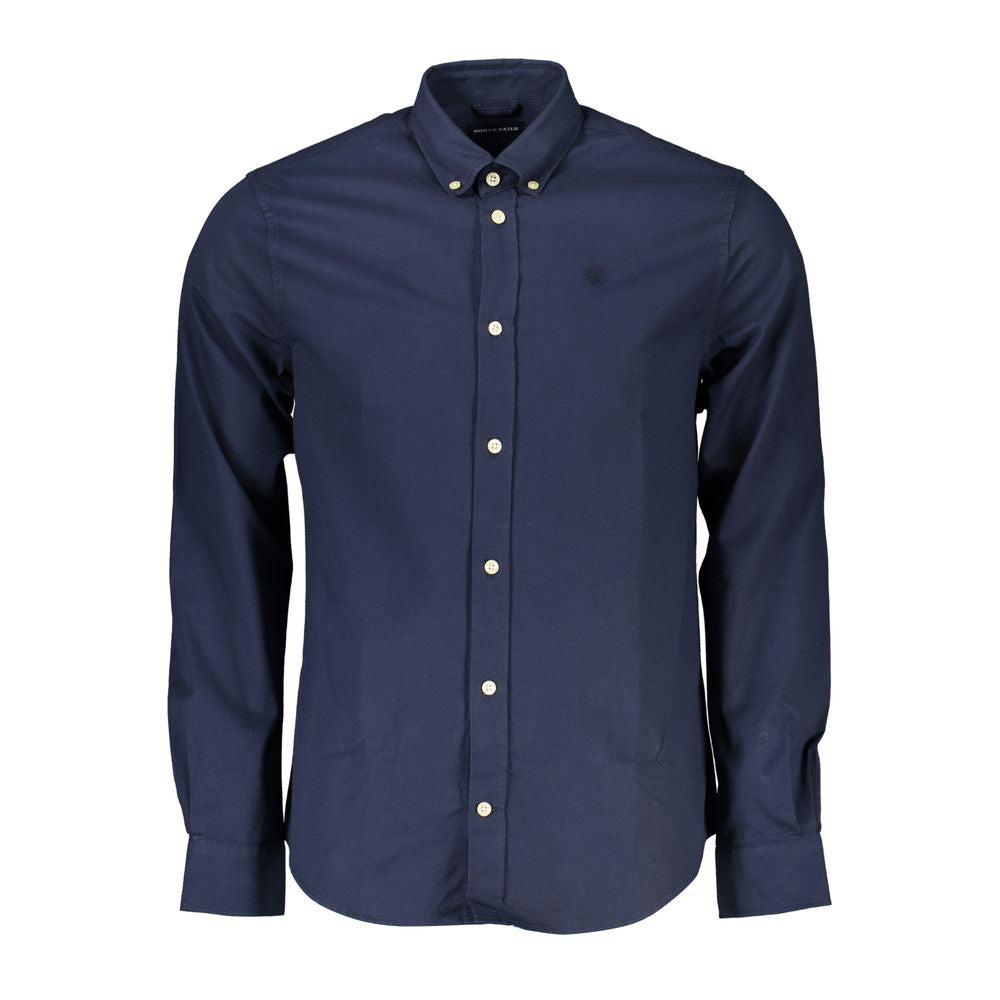 Shirt by North Sails for men in cotton blue showcases a sleek silhouette, elegantly detailed with a sleek button-down-collar neckline and for a sleek finish.