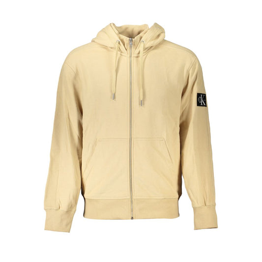 Hooded Sweatshirt Hoodie by Calvin Klein for men in cotton beige showcases a city-ready silhouette, artfully detailed with a signature wrap hooded neckline and for a city-ready finish.