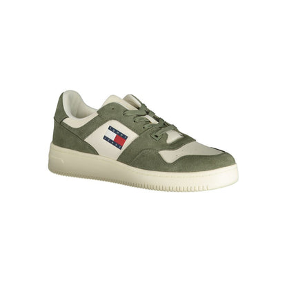 Sneakers by Tommy Hilfiger for men in polyester green presents a sumptuous silhouette, artfully capturing the essence of the Men's Fashion Polyester Sneakers with its sumptuous fashion style design.