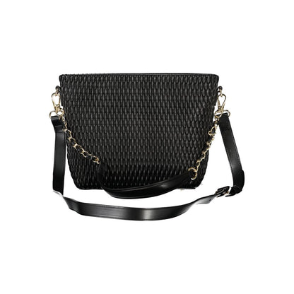 Handbag by Mario Valentino for women in polyethylene black & signature features a refined silhouette, showcasing a secure zipper, organized , and versatile shoulder-strap, adjustable-strap & handle for a refined finish.