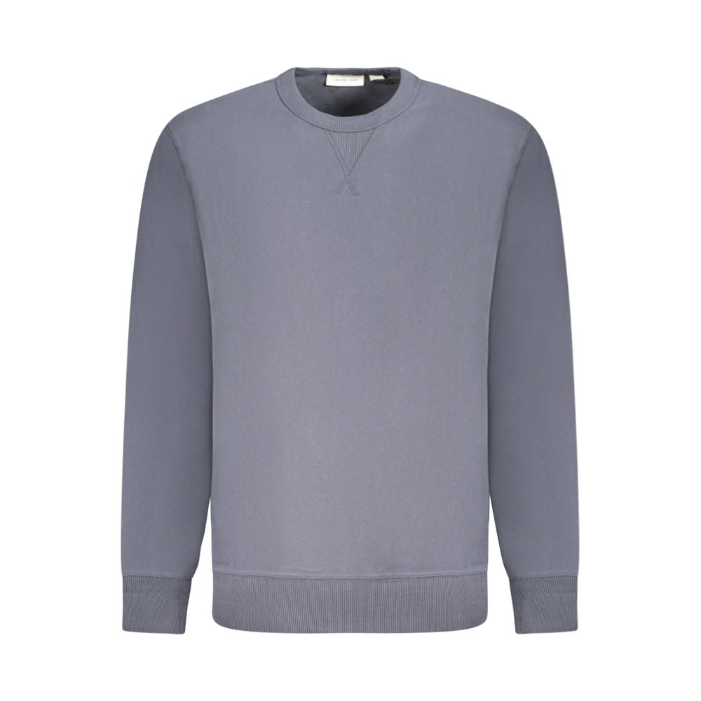 Sweatshirt by Calvin Klein for men in cotton blue showcases a slouchy chic silhouette, artfully detailed with a slouchy chic crew neckline and for a slouchy chic finish.