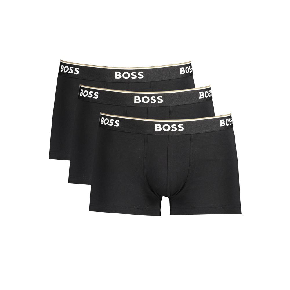 Underwear Boxer Shorts by Hugo Boss for men in stretch cotton black features an ergonomic silhouette, showcasing the ergonomic design of the Men's Stretch Cotton Underwear Boxer Shorts collection with a premium, ergonomic finish.
