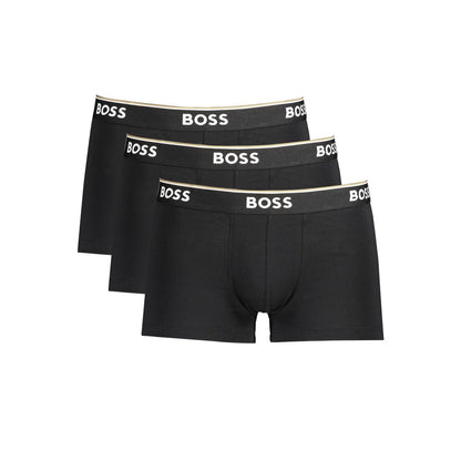 Underwear Boxer Shorts by Hugo Boss for men in stretch cotton black features an ergonomic silhouette, showcasing the ergonomic design of the Men's Stretch Cotton Underwear Boxer Shorts collection with a premium, ergonomic finish.