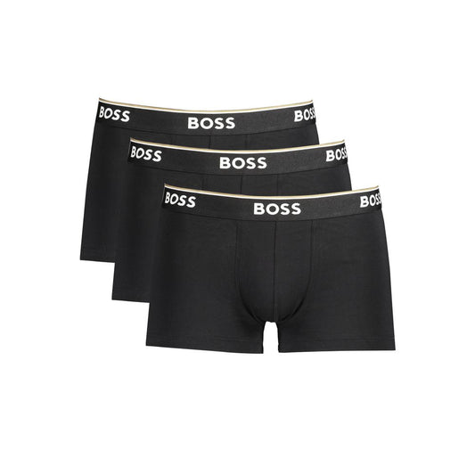 Underwear Boxer Shorts by Hugo Boss for men in stretch cotton black features an ergonomic silhouette, showcasing the ergonomic design of the Men's Stretch Cotton Underwear Boxer Shorts collection with a premium, ergonomic finish.