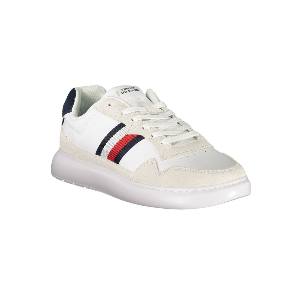 Sneakers by Tommy Hilfiger for men in polyester polyethylene leather white features an sumptuous design from the Men's Casual Polyester Polyethylene Leather Sneakers collection, highlighting a sumptuous casual style for a premium, high-fashion look.