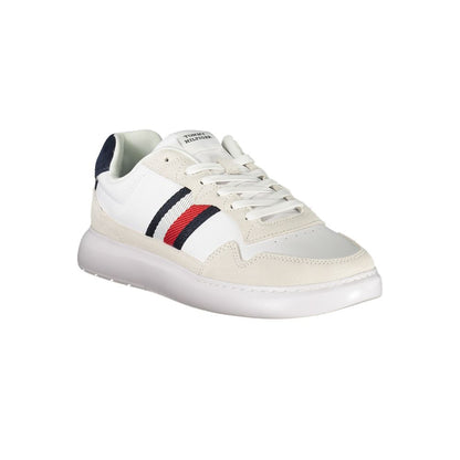 Sneakers by Tommy Hilfiger for men in polyester polyethylene leather white features an sumptuous design from the Men's Casual Polyester Polyethylene Leather Sneakers collection, highlighting a sumptuous casual style for a premium, high-fashion look.
