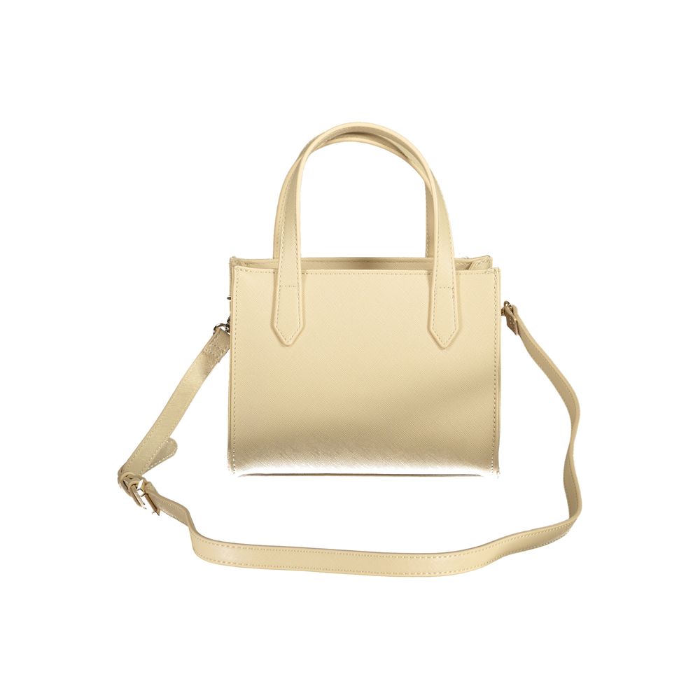 Handbag by Mario Valentino for women in polyethylene beige features a signature silhouette, showcasing a secure zipper and signature internal-pockets with versatile shoulder-strap, adjustable-strap & handle for a sophisticated look.