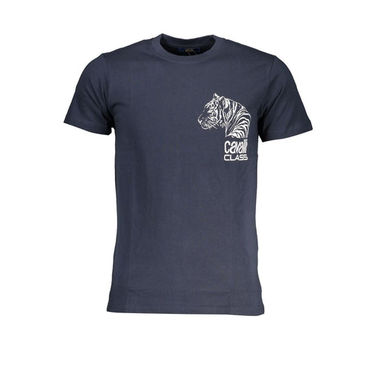 T-Shirt by Cavalli Class for men in cotton blue, signature & print features an on trend silhouette, perfectly showcasing a on trend short-sleeve and crew neckline for an elevated aesthetic.