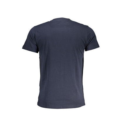 T-Shirt by Cavalli Class for men in cotton blue, signature & print showcases a fashionable silhouette, elegantly detailed with a fashionable and crew neckline for a sophisticated, high-fashion look.