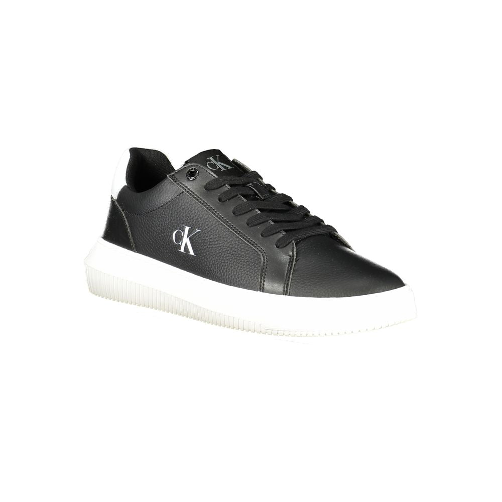 Sneakers by Calvin Klein for men in polyester polyethylene leather black & white features an opulent silhouette from the Men's Casual Polyester Polyethylene Leather Sneakers collection, showcasing a signature casual style with an opulent finish.