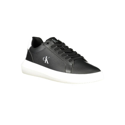 Sneakers by Calvin Klein for men in polyester polyethylene leather black & white features an opulent silhouette from the Men's Casual Polyester Polyethylene Leather Sneakers collection, showcasing a signature casual style with an opulent finish.