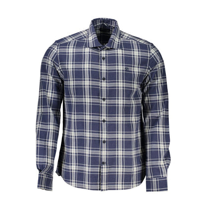 Shirt by North Sails for men in cotton blue & checkered features an architectural silhouette with a refined long-sleeve and elegant for a architectural look.
